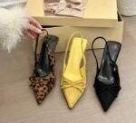 Suede Pointed-Toe Bow Openwork Sandals - Image 3