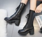 Zipper leather women's shoes new spring winter casual women's boots - Image 2