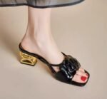 Floral-Decorated Chunky Heel Sandals - Image 5