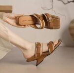 Genuine Leather Woven Wedge Sandals - Image 2