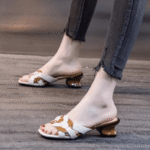 Chunky heel slippers for women