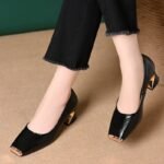 Comfortable medium heel small leather shoes - Image 6