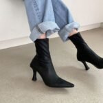 Small square toe skinny boots genuine leather - Image 3