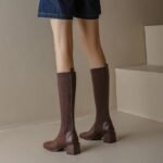 knitted wool elastic skinny boots for women - Image 2
