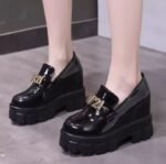 Genuine leather platform shoes for women