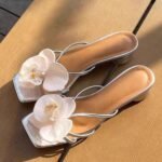 French Style Niche Floral Slippers For Women