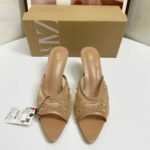 Strappy White Embroidered High-Heeled Sandals - Image 3