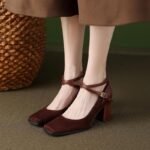 New Suede Patchwork Retro Square Toe - Image 2