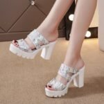 Fish mouth high heels women's slippers - Image 2