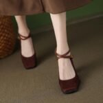 New Suede Patchwork Retro Square Toe - Image 4