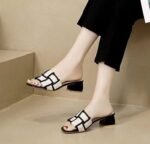 French Style Mid-Heel Slippers For Women - Image 2