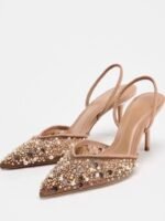 Women's High Heels with Glossy Rhinestones