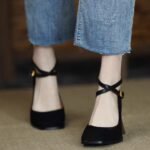 New Suede Patchwork Retro Square Toe - Image 5