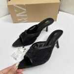 Strappy White Embroidered High-Heeled Sandals - Image 4