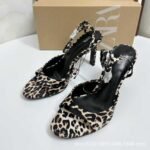 Casual Leopard Print Open Toe Stiletto Sandals - Image 6