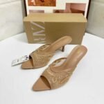 Strappy White Embroidered High-Heeled Sandals - Image 6