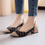 Women Shoes Breathable soft leather mid-heel