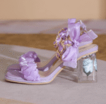 Women's shoes silk scarf bow casual crystal heel - Image 5