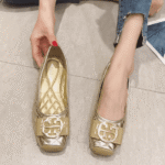 New design niche flat shoes square toe shallow mouth flat heel - Image 2