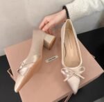 Silk pointed high heels for women