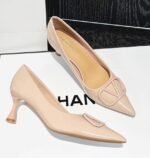 Leather nude high heels for women - Image 3