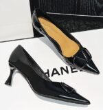 Leather nude high heels for women - Image 2