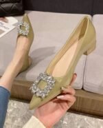 Rhinestone low heel shoes for women