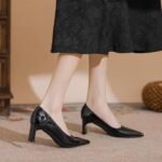 Pointed toe thick heel shoes for women - Image 5