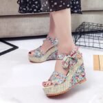 Bowknot floral box heel sandals for women - Image 7