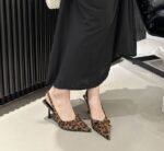 Suede Pointed-Toe Bow Openwork Sandals - Image 7