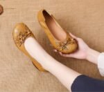 Retro Ethnic Style Genuine Leather Wedge Heel - Image 6