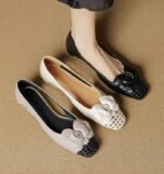 Retro Square-Toe Hollowed-Out Floral Slip-On Shoes - Image 3