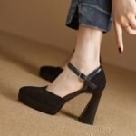 Elegant Chunky Suede High Heels For Women - Image 3