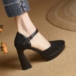 Elegant Chunky Suede High Heels For Women - Image 5