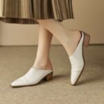 Korean Style Chunky Heel Sandals Pointed Toe