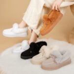 Women's TEMU Furry Shoes Plus Size Bow Snow Boots