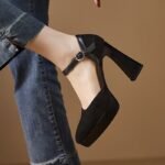 Elegant Chunky Suede High Heels For Women - Image 7