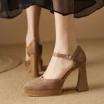 Elegant Chunky Suede High Heels For Women - Image 6