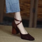 New Suede Patchwork Retro Square Toe - Image 6
