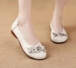 Retro Ethnic Style Genuine Leather Wedge Heel - Image 2