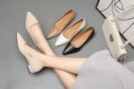 Pointed-Toe Square-Heeled Women's Leather Shoes