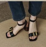 Branded Soft Leather French Retro Sandals - Image 2