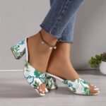 Open Toe High Heeled Square Toe Slippers for Women - Image 10