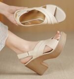Women's Retro Round Toe Cross Strap Sandals