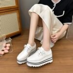 Platform Stripesd Platform Sole Lace-Up Women's Shoes - Image 5