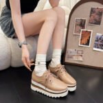 Platform Stripesd Platform Sole Lace-Up Women's Shoes - Image 6
