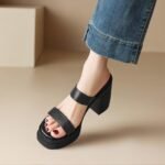 Premium Summer Chunky Heel Leather Sandals