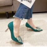 Pointed Toe Bow Black Versatile Fairy Style French Pumps - Image 6