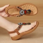 Bohemian Style Wooden Bead Sandals with Rhinestones - Image 2