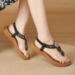 Bohemian Style Wooden Bead Sandals with Rhinestones - Image 4